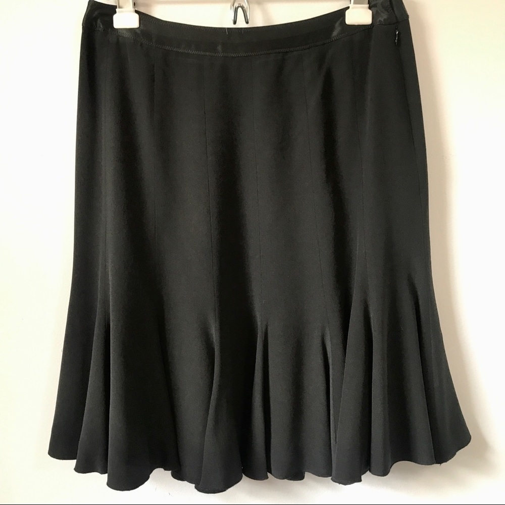 Ann Taylor Black 100% Silk Ruffle Skirt, Size 8